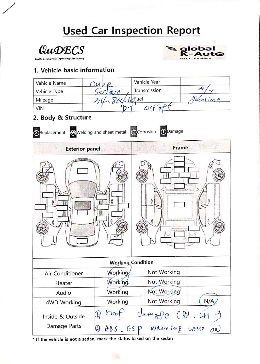 2013 NISSAN CUBE Z12 / INSPECTION REPORT - 49